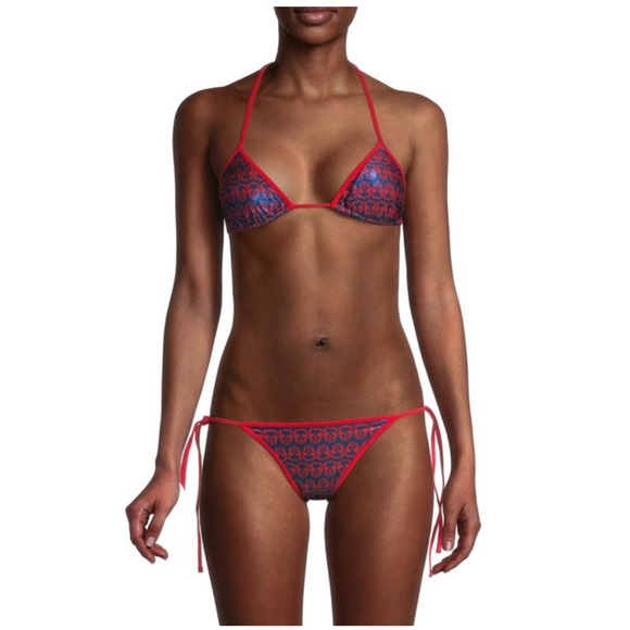 NWOT Zadig and Voltaire Iridescent Skull Bikini Top & Bottom Set - Picture 3 of 5